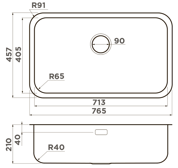 Кухонная мойка OMOIKIRI Omi 76-U/I-IN (нерж/нержавеющая сталь), 4993500