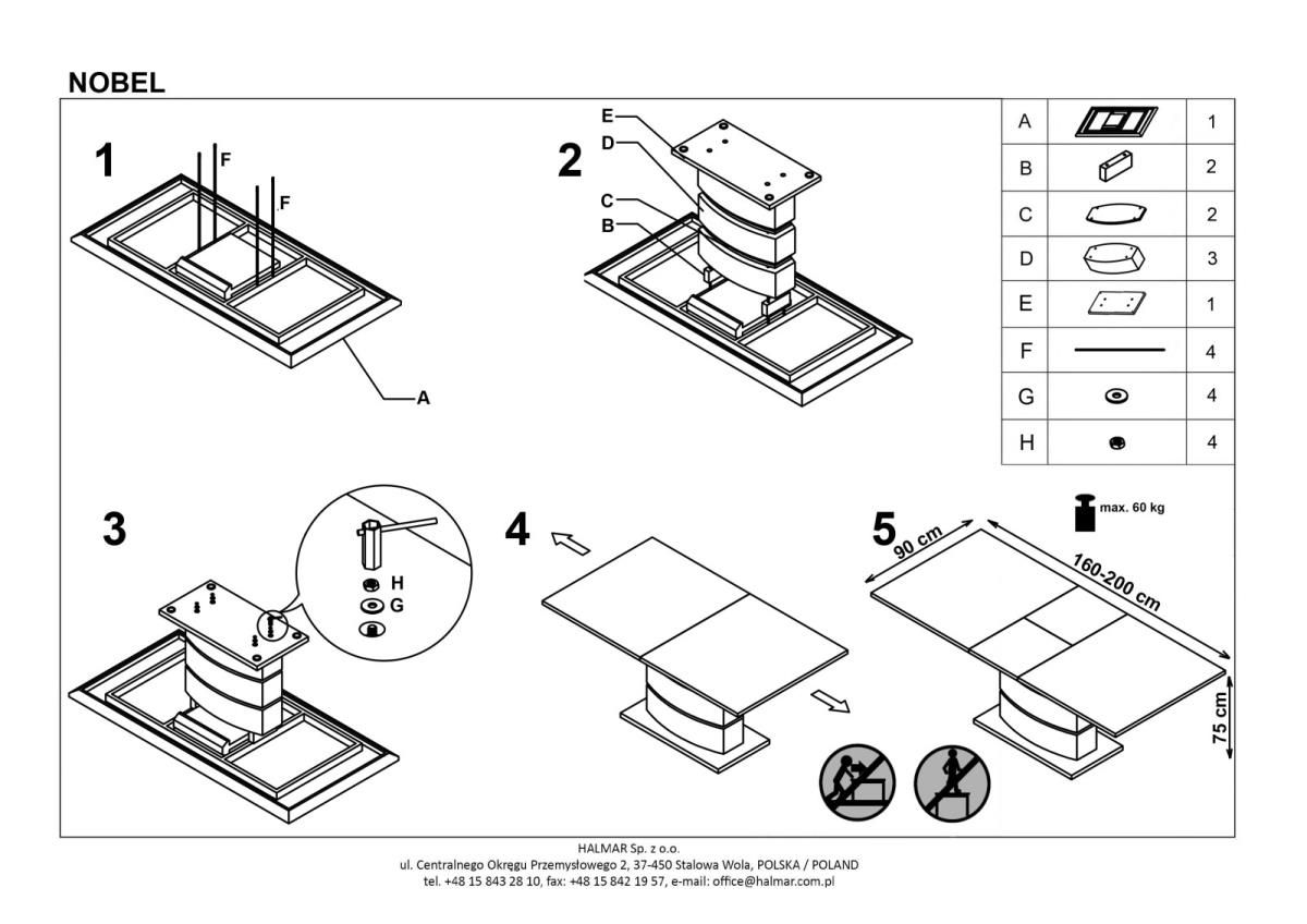 Стол обеденный Halmar Nobel белый, V-CH-NOBEL-ST-BIALY