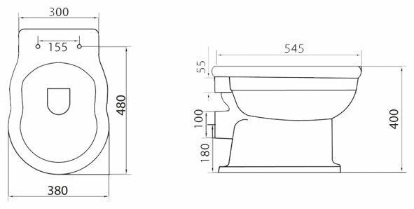 Унитаз приставной безободковый Belbagno Boheme P-trap, BB115CB