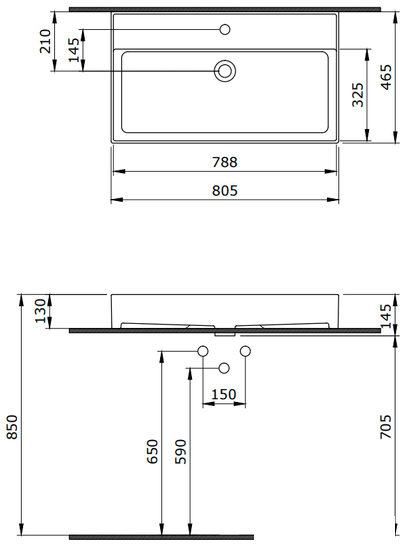 Умывальник накладной Bocchi Milano 80x46, 1377-001-0126