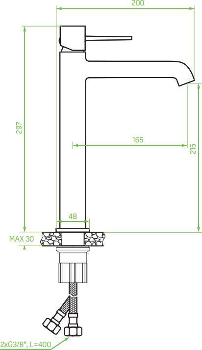 Смеситель для раковины Laveo Pola черный, BAP_72ND