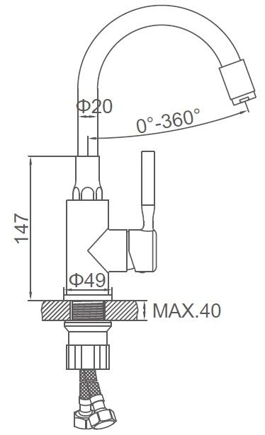 Смеситель для умывальника с гибким изливом черный/хром Ledeme L1399-2