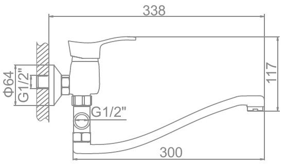Смеситель для ванны Ledeme L2114