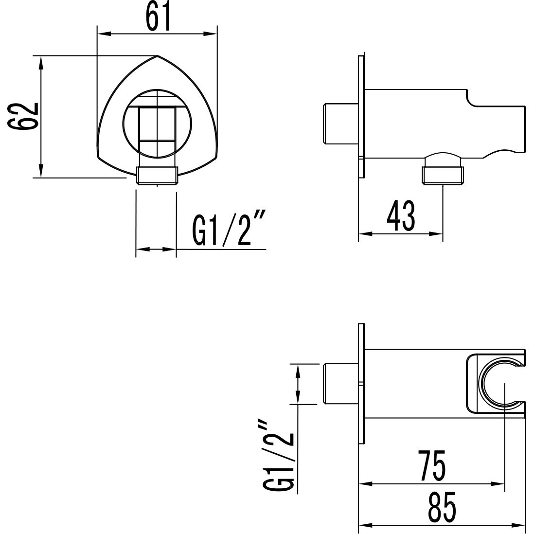 Подключение для душевого шланга с креплением для лейки Lemark, LM3585C