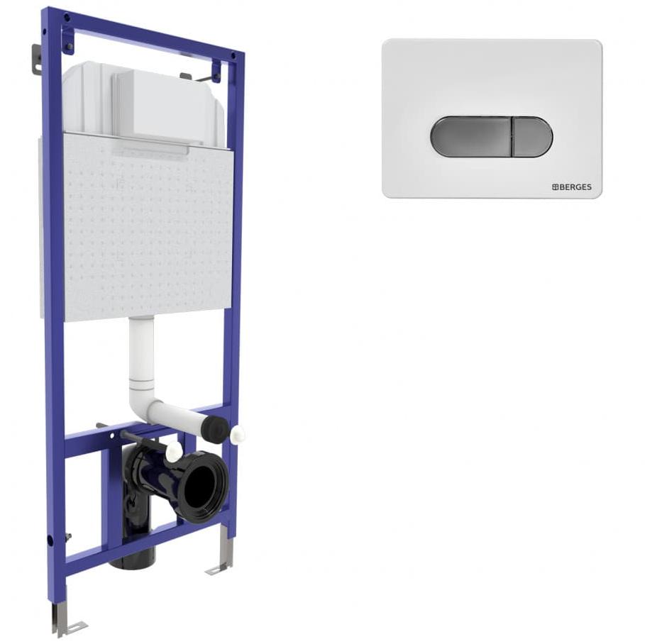 Инсталляция для скрытого монтажа унитаза Berges Novum кнопка D7 кнопка белая/хром, 040237