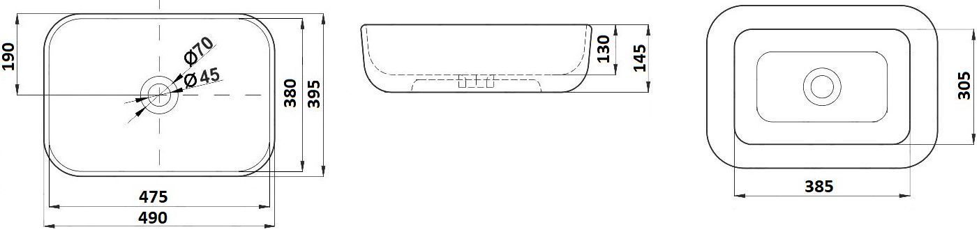 Раковина для ванной Ceramalux 49x39.5, 78104MB