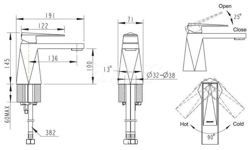 Смеситель для умывальника Bravat Iceberg F176110C