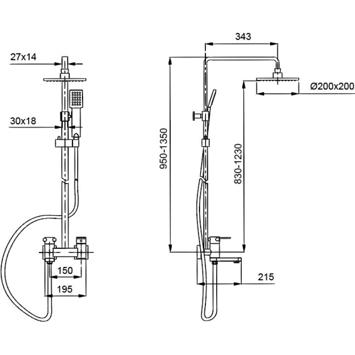 Душевая система с поворотным изливом Ahti Vantaa, VT325002