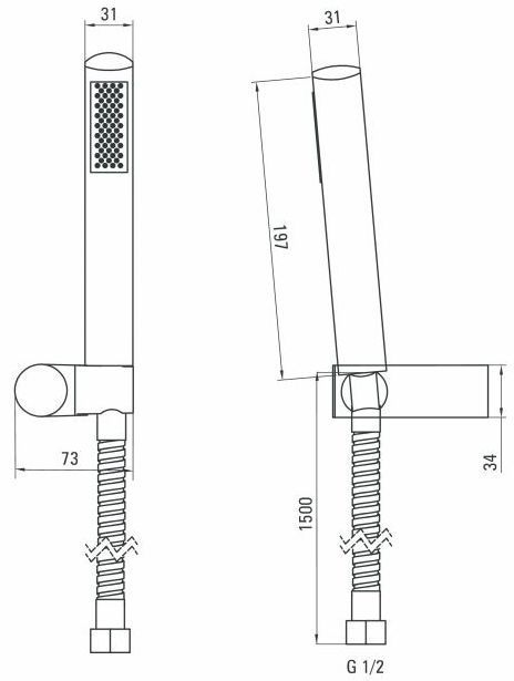 Душевой гарнитур с 1 функциональной лейкой Deante Round, NOR_041K