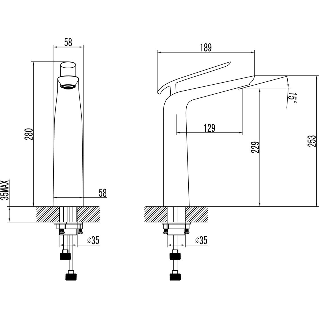 Смеситель для умывальника высокий монолитный Lemark Melange, LM4909CW