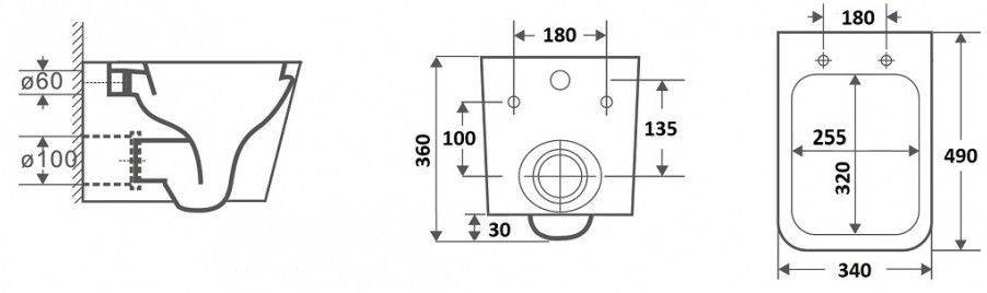 Унитаз подвесной безободковый Ceramalux, 5171MB