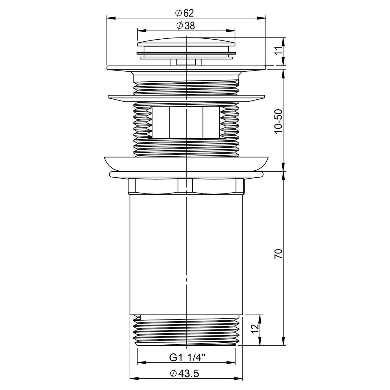 Донный клапан для раковины Wellsee Drainage System, 182131000