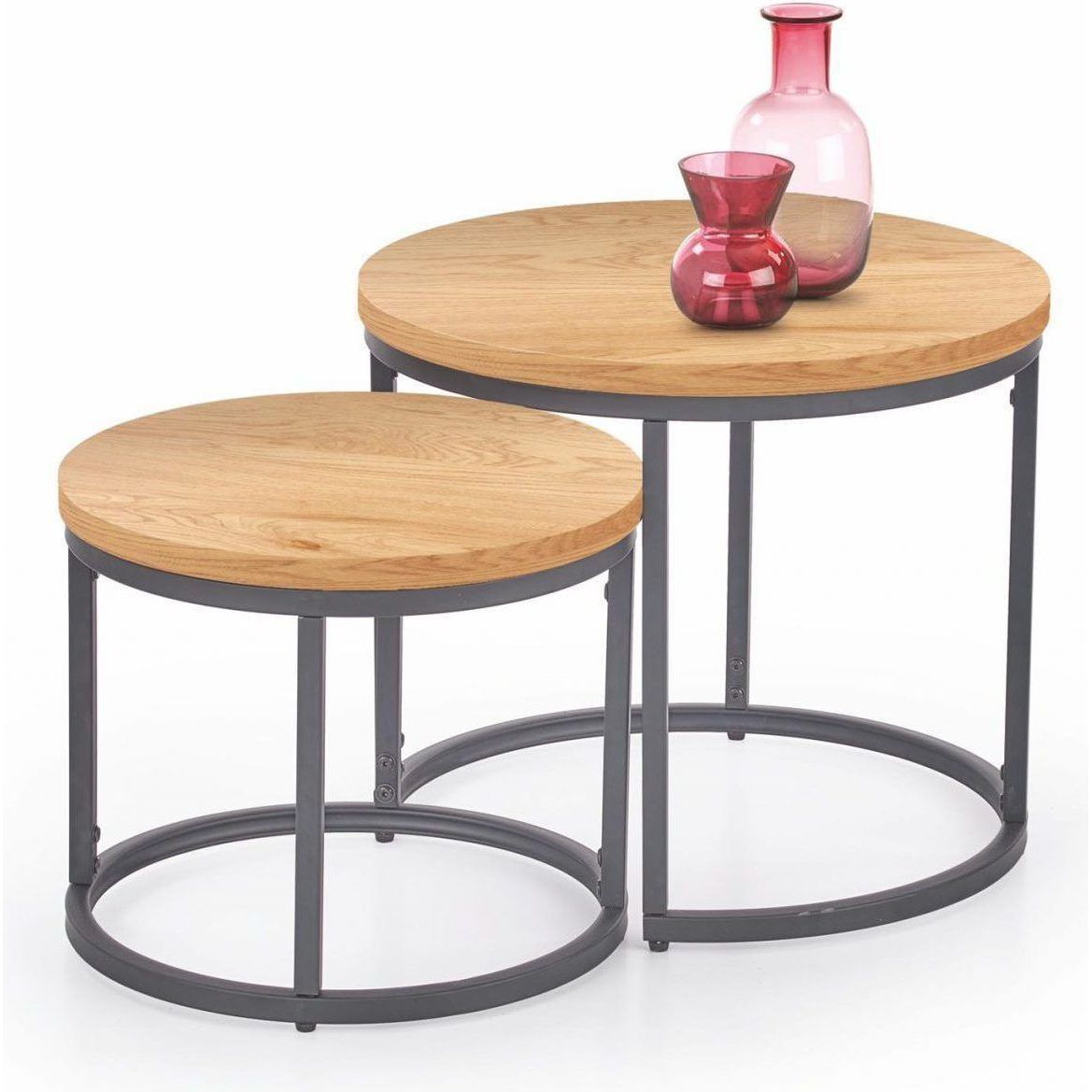 Комплект Halmar Oreo (2 стола журнальных) дуб золотой/черный, V-CH-OREO-LAW-DAB_ZLOTY