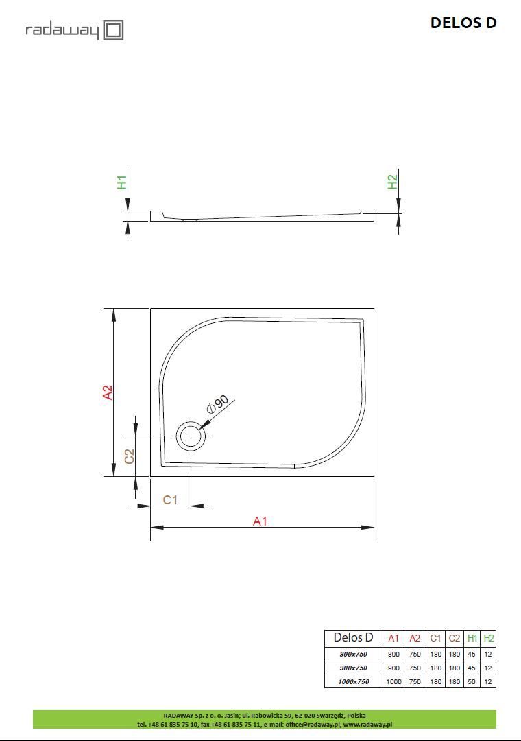 Душевой поддон Radaway Delos D