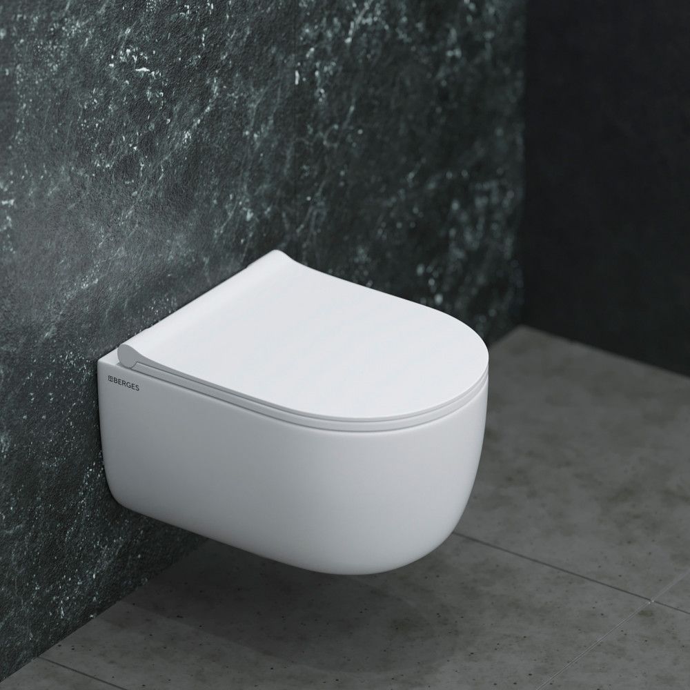Унитаз подвесной Berges Ego Rimless с тонким сиденьем, 082111