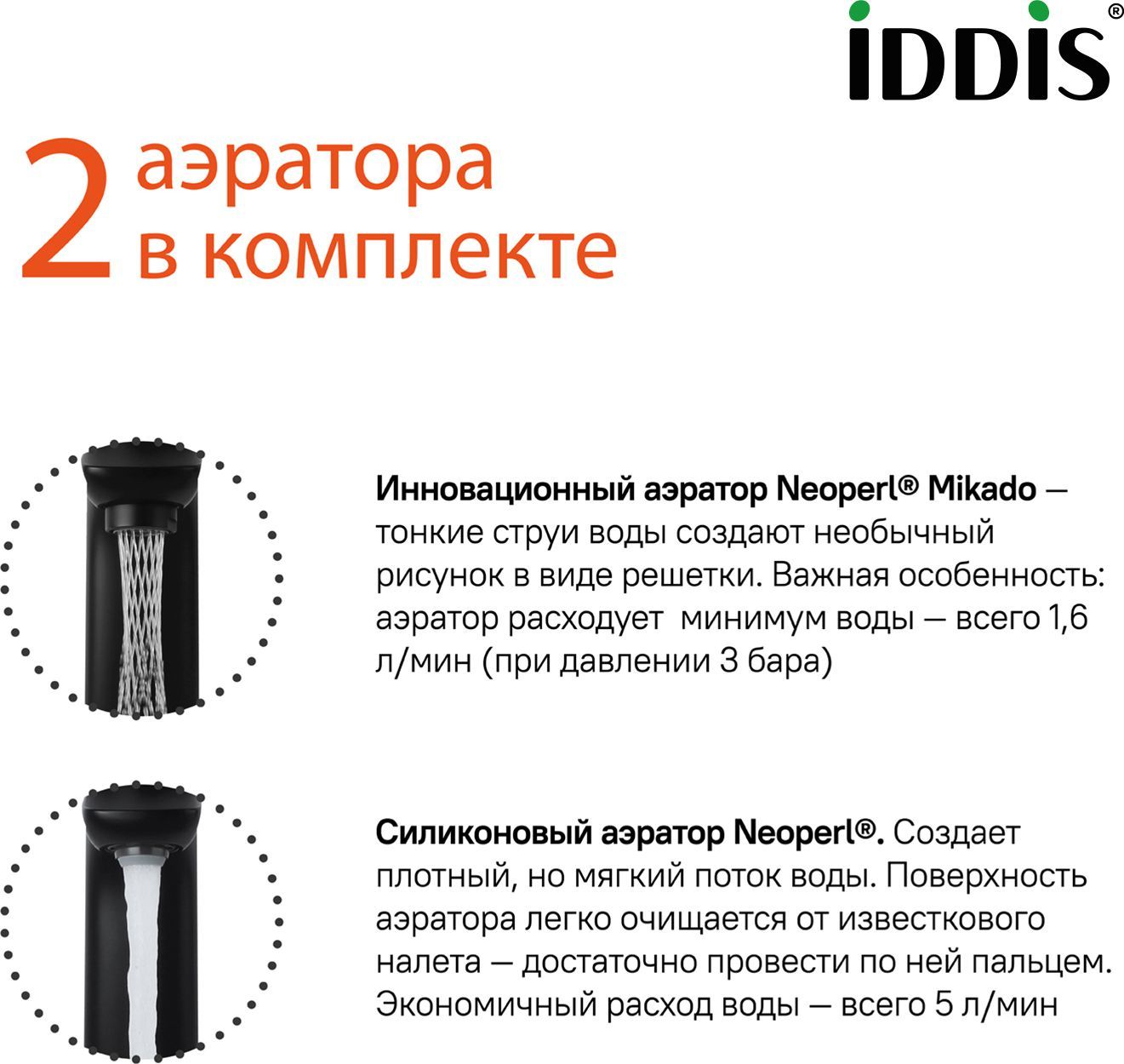Смеситель для умывальника с управлением Push Control, Iddis Slide, SLIBLBTi01