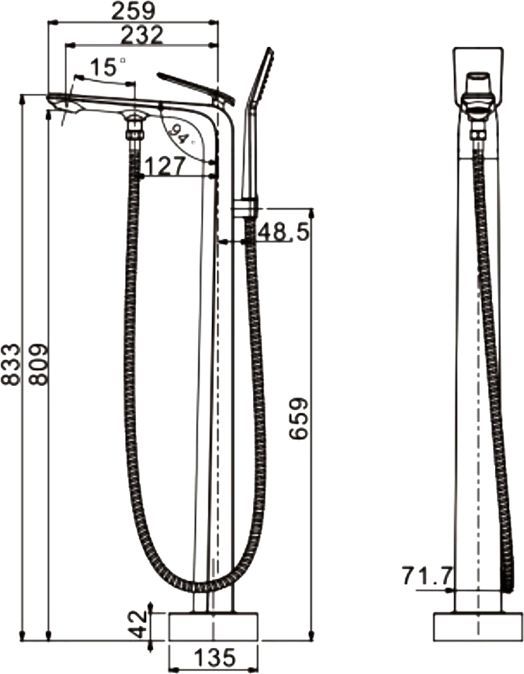 Смеситель для ванны Rose, R1322F