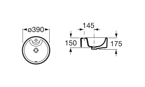 Умывальник накладной с отверстием Roca Terra 39, A32722T000