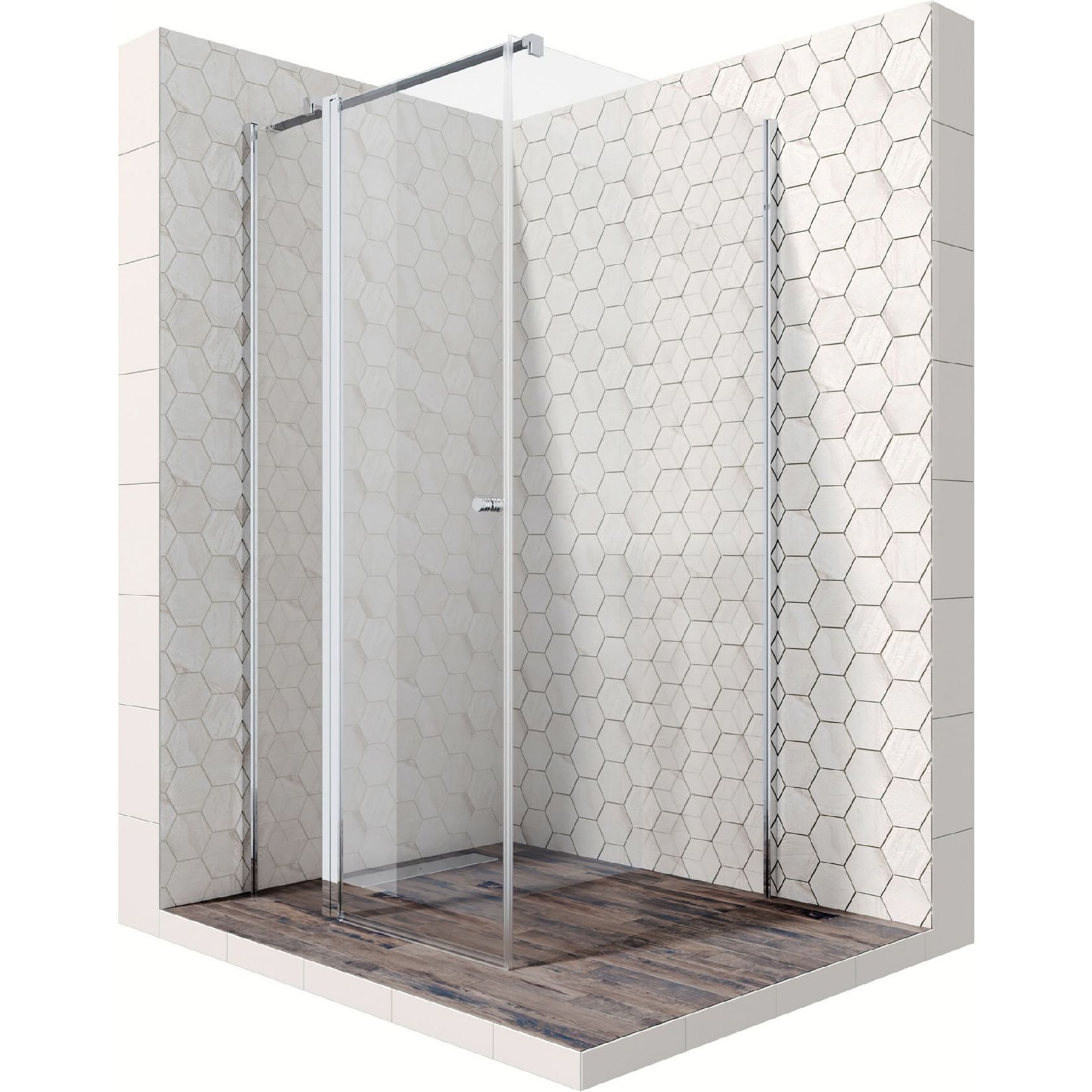 Квадратное душевое ограждение с распашной дверью и неподвижной частью Ambassador Nord