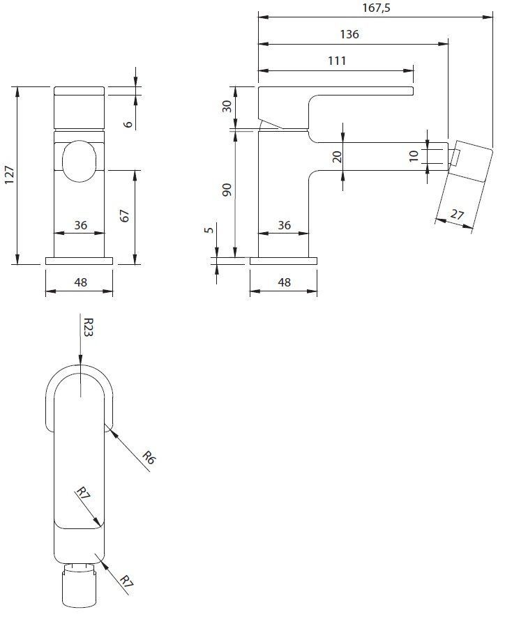Смеситель для биде Omnires Baretti, BA7820CR