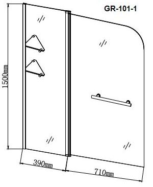 Шторка для ванны Grossman 110x150, GR-101/1