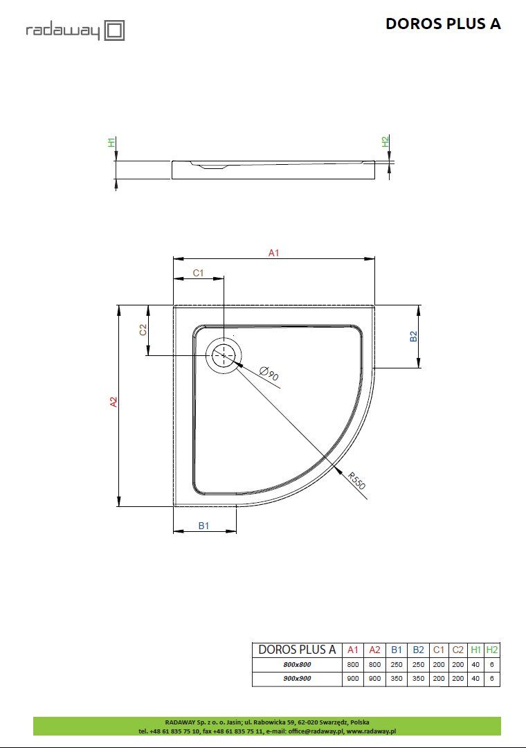Душевой поддон Radaway Doros Plus A