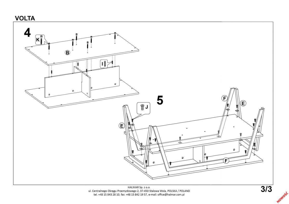 Стол журнальный Halmar Volta дуб золотой/черный, V-CH-VOLTA-LAW
