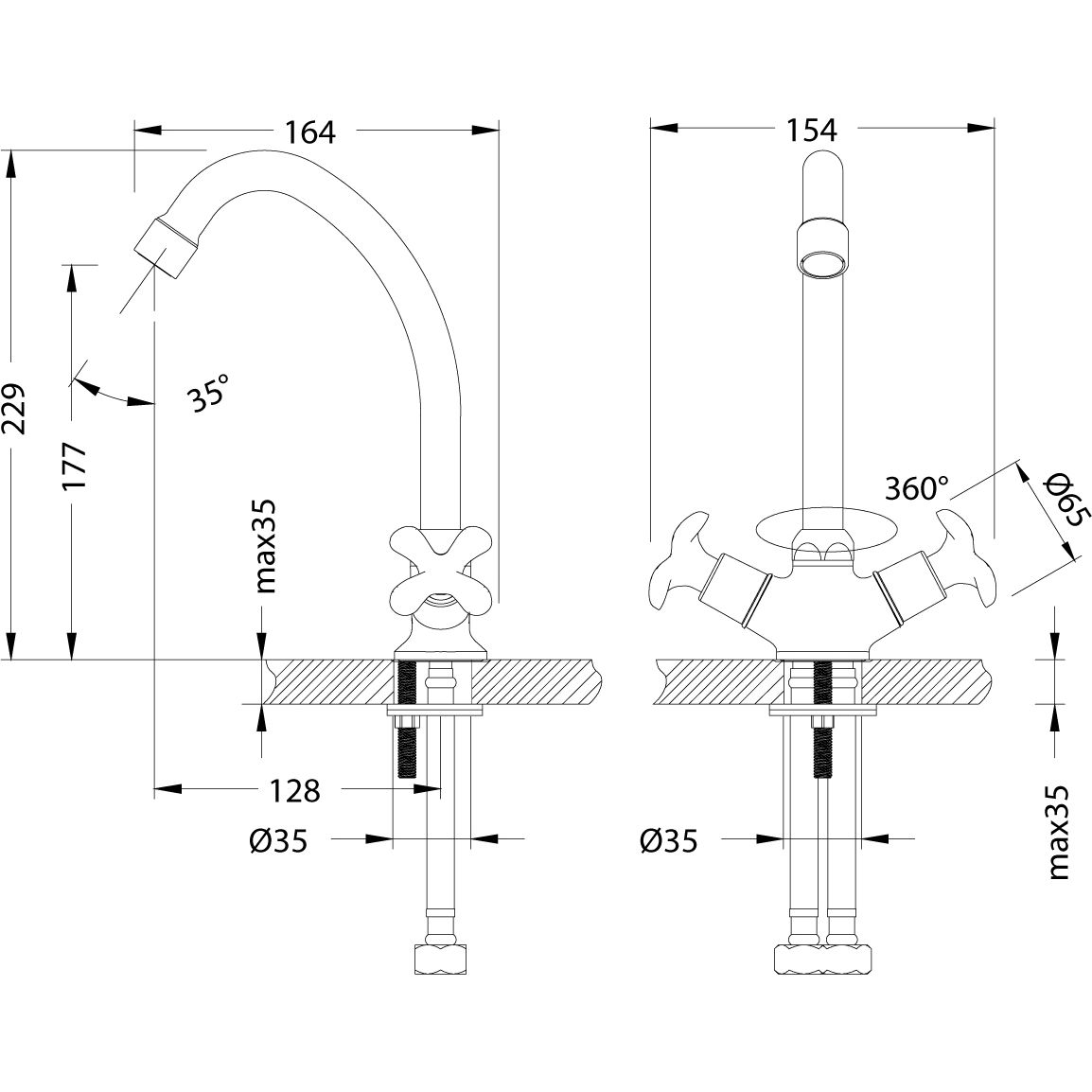Смеситель для кухни с поворотным изливом 229 мм Lemark Flora, LM0104C