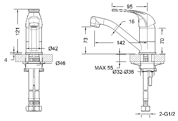 Смеситель универсальный Bravat Fit F1233188CP