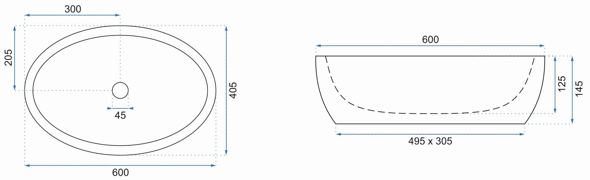 Умывальник Rea Melania 60x40.5, REA-U0656