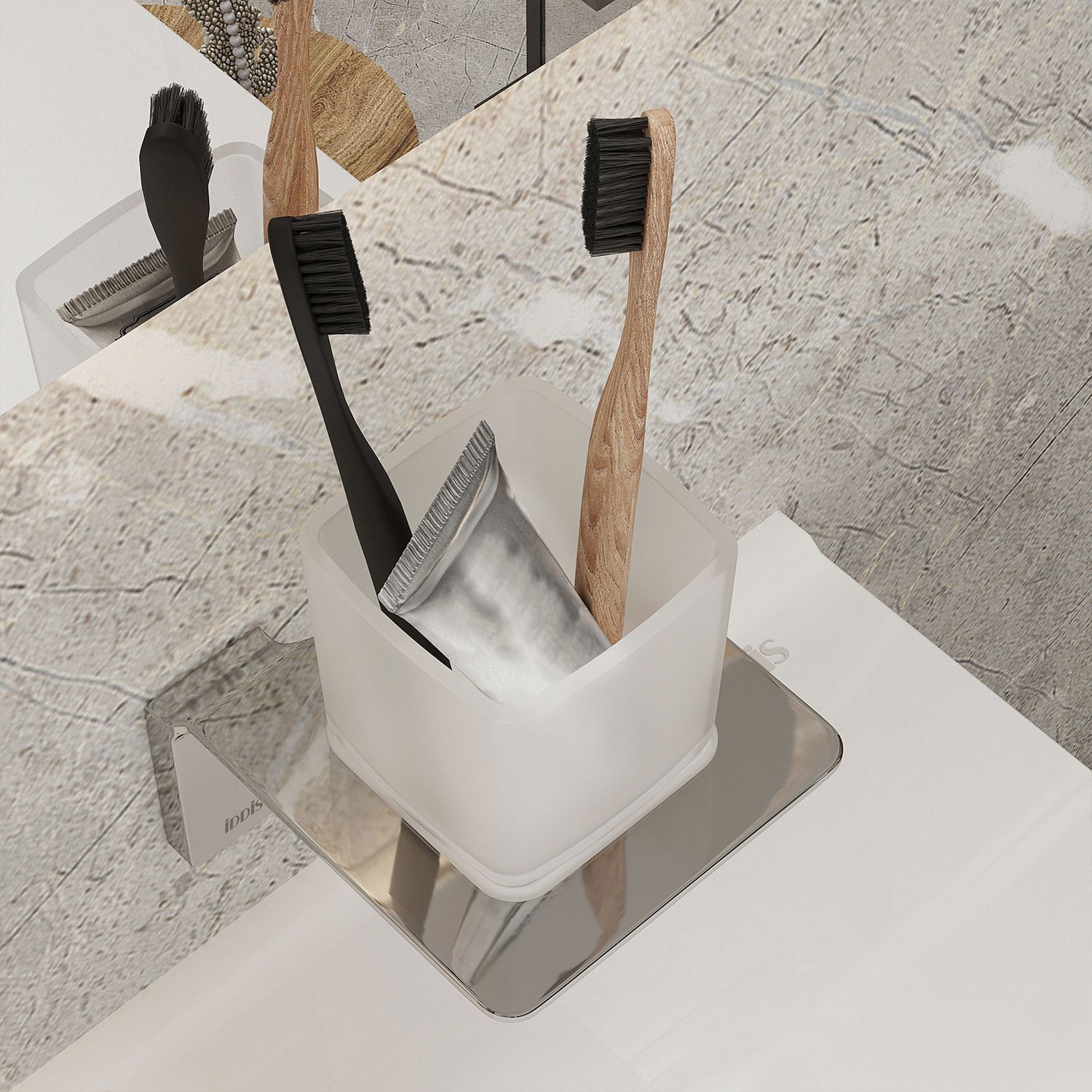 Подстаканник одинарный, матовое стекло, сплав металлов хром, Iddis Slide, SLISCG1i45