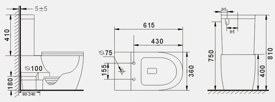 Унитаз напольный Gid TR2177BL, 62219Y