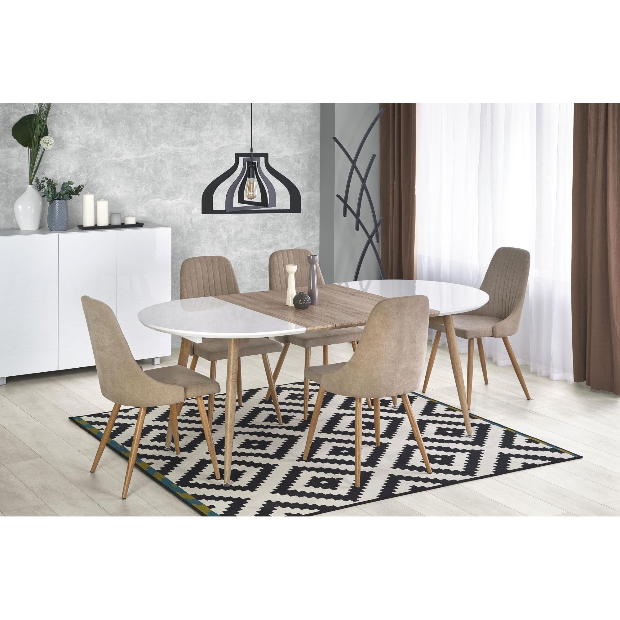 Стол обеденный Halmar Edward раскладной белый/дуб сан ремо, V-CH-EDWARD-ST-SAN_REMO