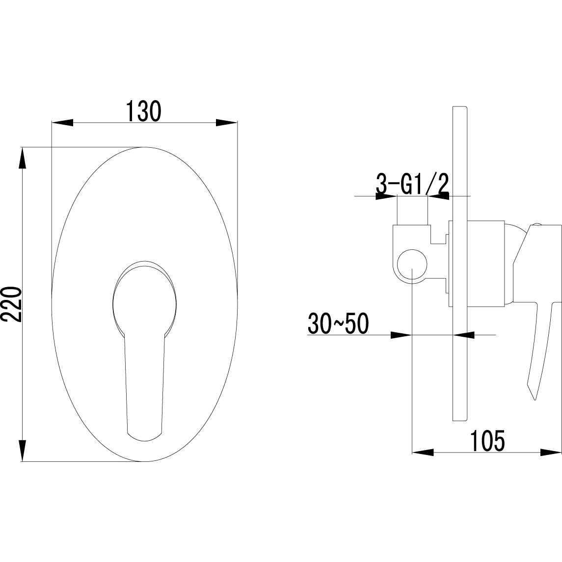 Смеситель для душа встраиваемый без аксессуаров Lemark Atlantiss, LM3223C