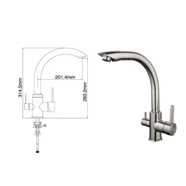 Смеситель для кухни с подключением фильтра Gappo G4399