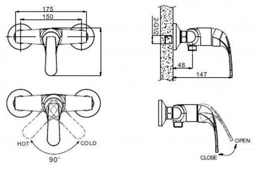 Смеситель для душа Bravat Fit F9135188CP-01