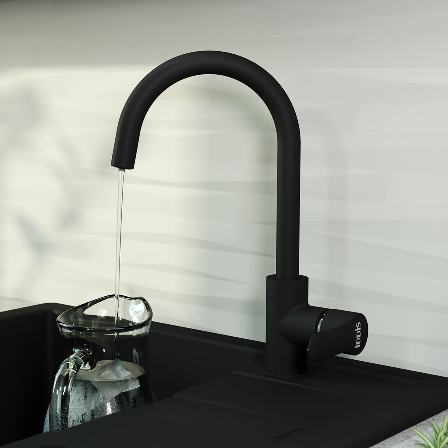 Смеситель для кухни с каналом для фильтрованной воды, черный, Iddis Cuba, CUBBLFJi05