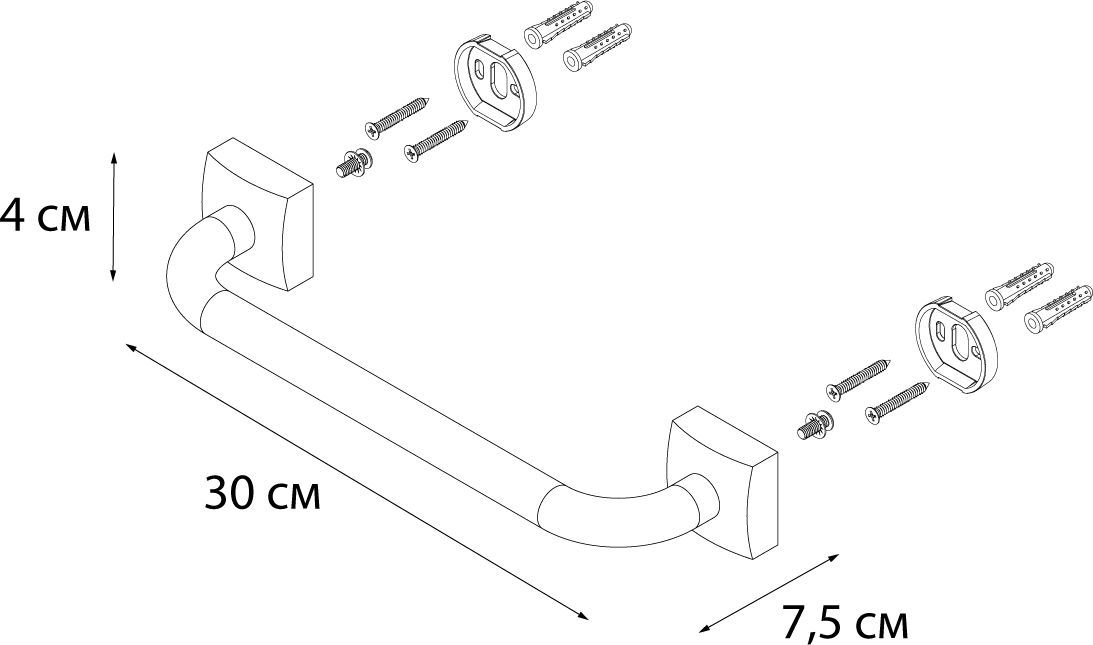 Поручень для ванны Fixsen Kvadro 35 см, FX-61317B