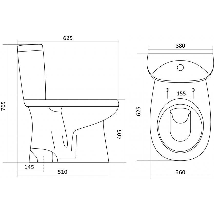 Напольный унитаз Santek Анимо, 2 режима, сиденье дюропласт Soft Close быстрое снятие, 1.WH30.2.136