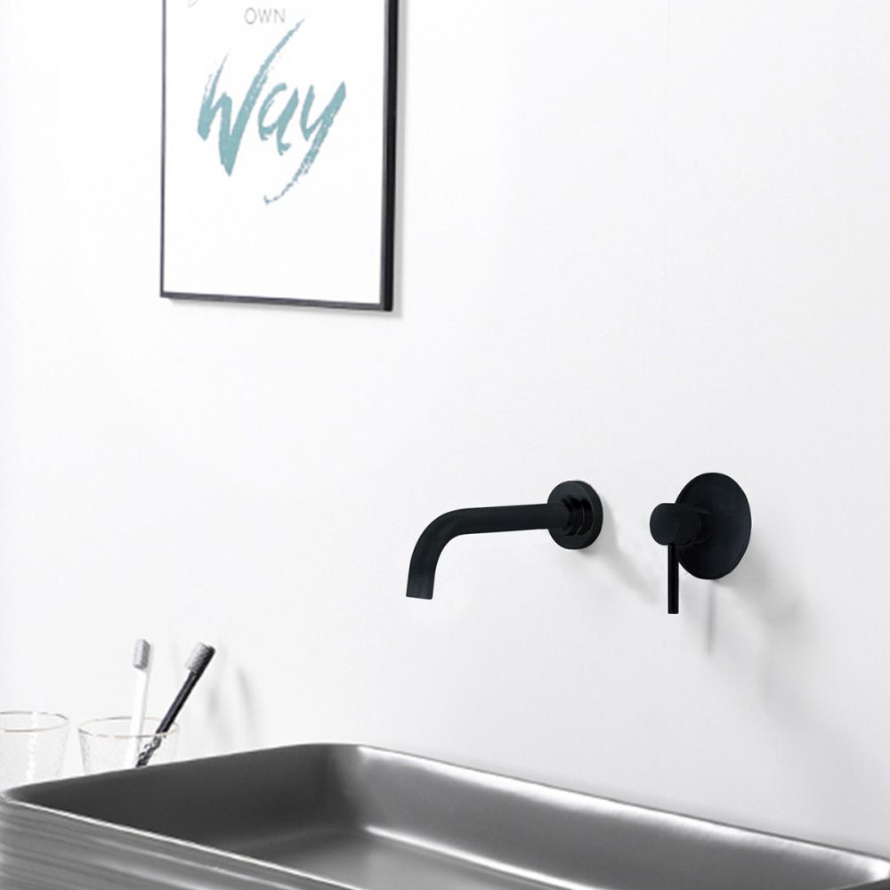 Смеситель для раковины скрытого монтажа Abber Wasser Kreis черный матовый, AF8112B