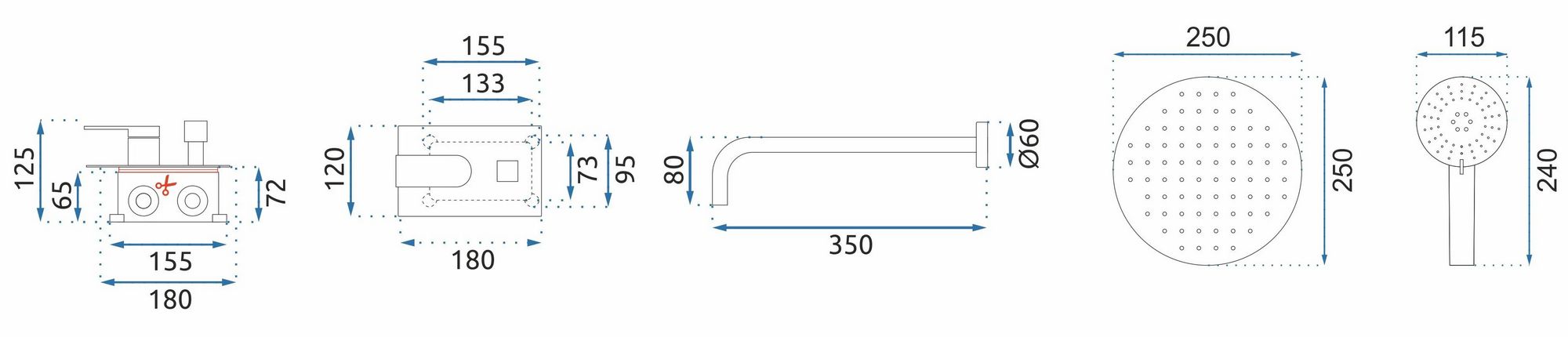 Душевая система Rea Verso Gold Matt, REA-P9150