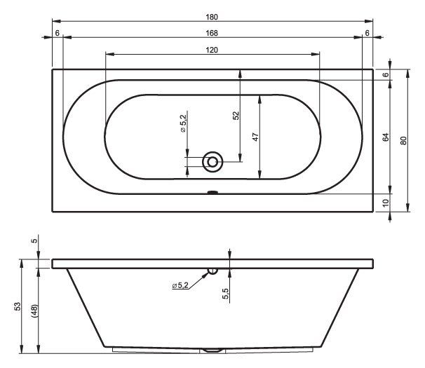 Акриловая ванна Riho Carolina 180x80