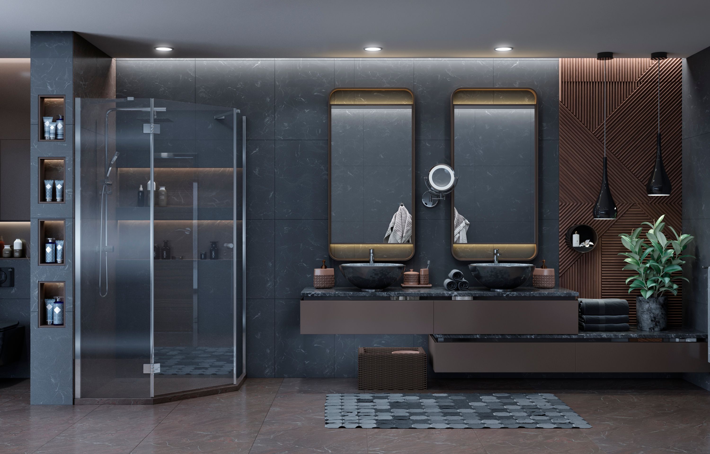 Пятиугольное душевое ограждение с распашной дверью Ambassador Diamond 12011112L