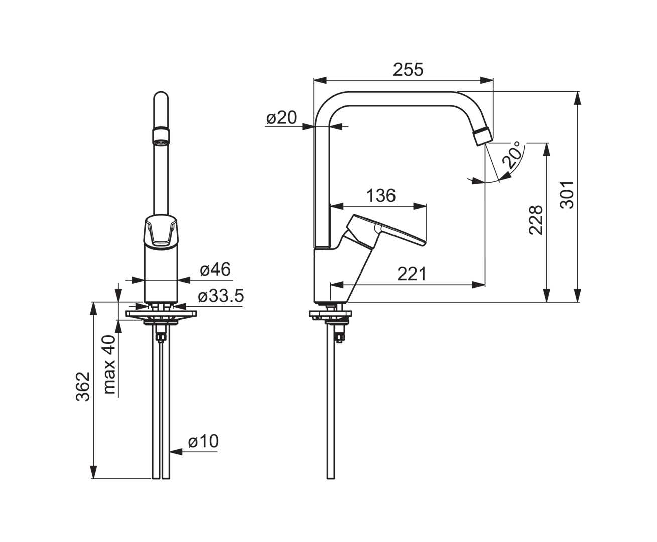 Смеситель для кухни Oras Saga, 3933