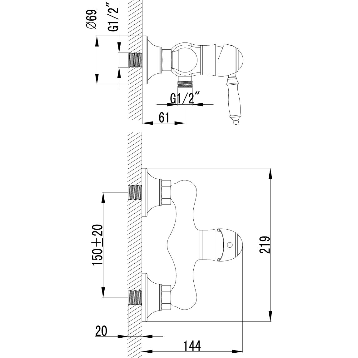 Смеситель для душа Lemark Villa, LM4803B