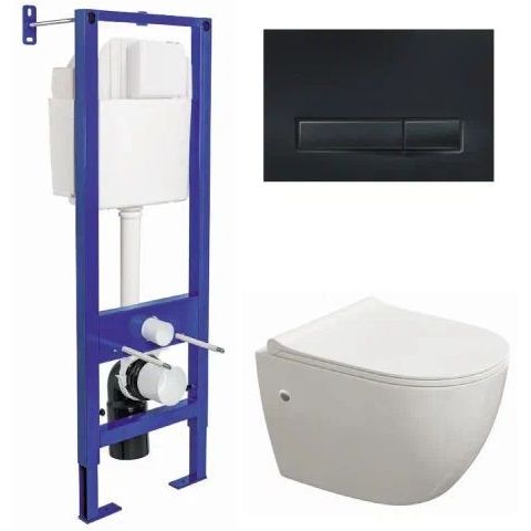 Комплект Berges Atom Line, кнопка Soft Touch черная, унитаз Okus, сиденье Toma Slim, 042445