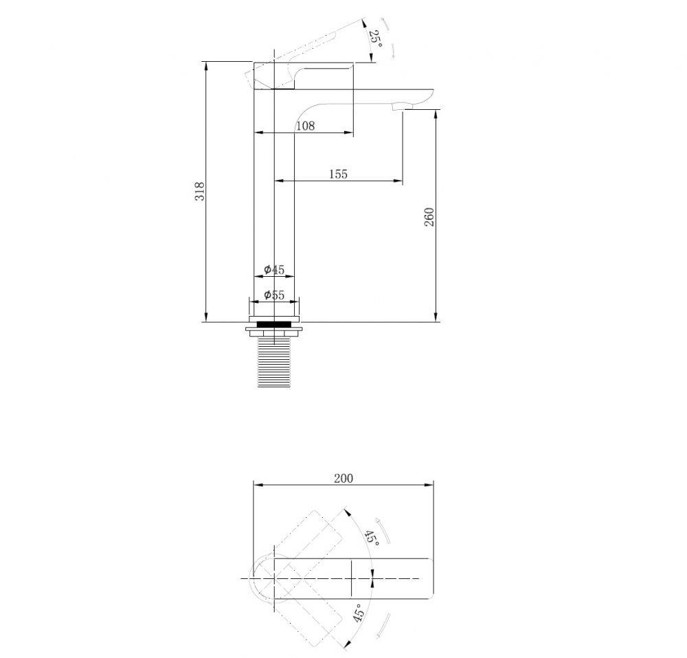 Смеситель для раковины Abber Weiss Insel черный матовый, AF8011B
