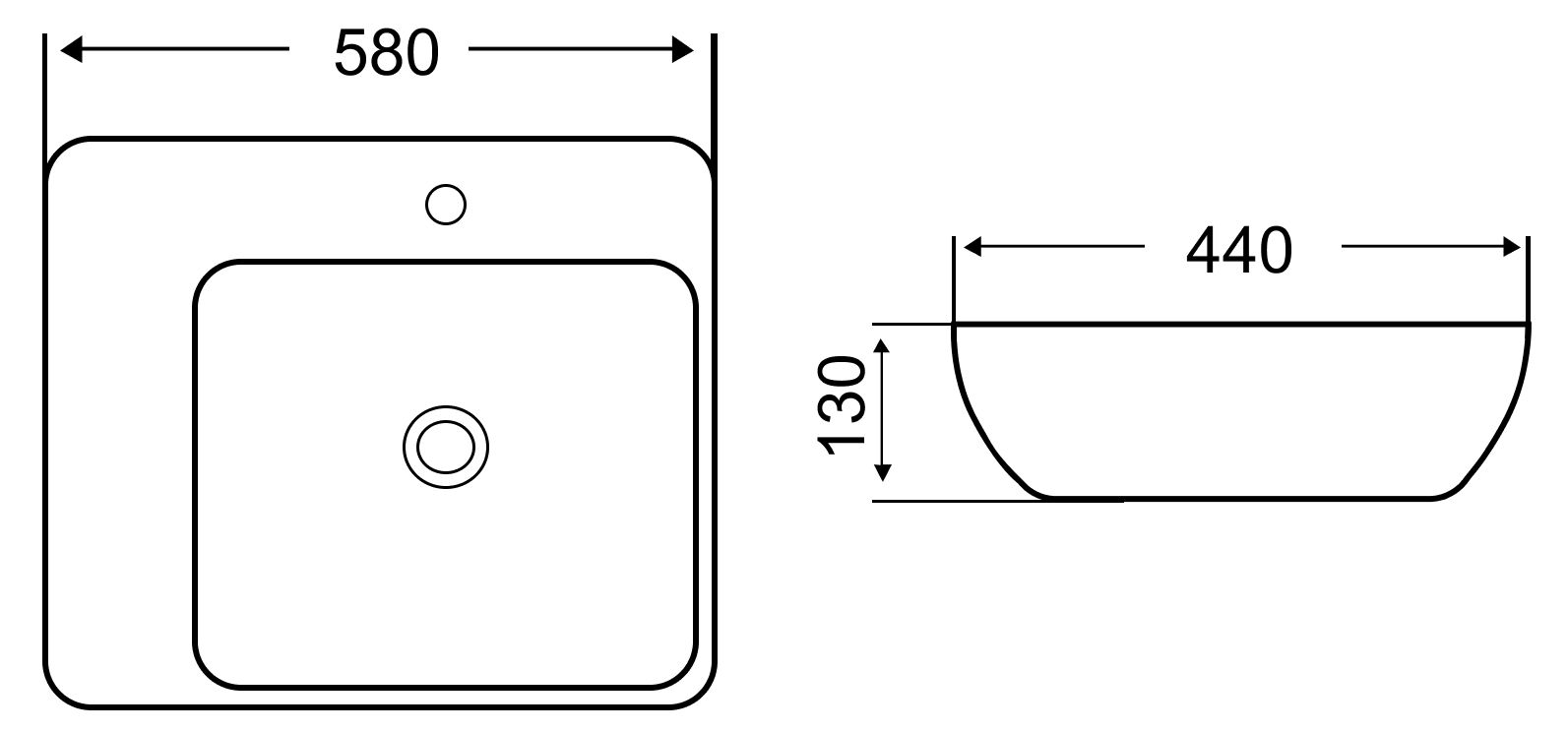 Раковина накладная WeltWasser ELBACH 1004 58x44