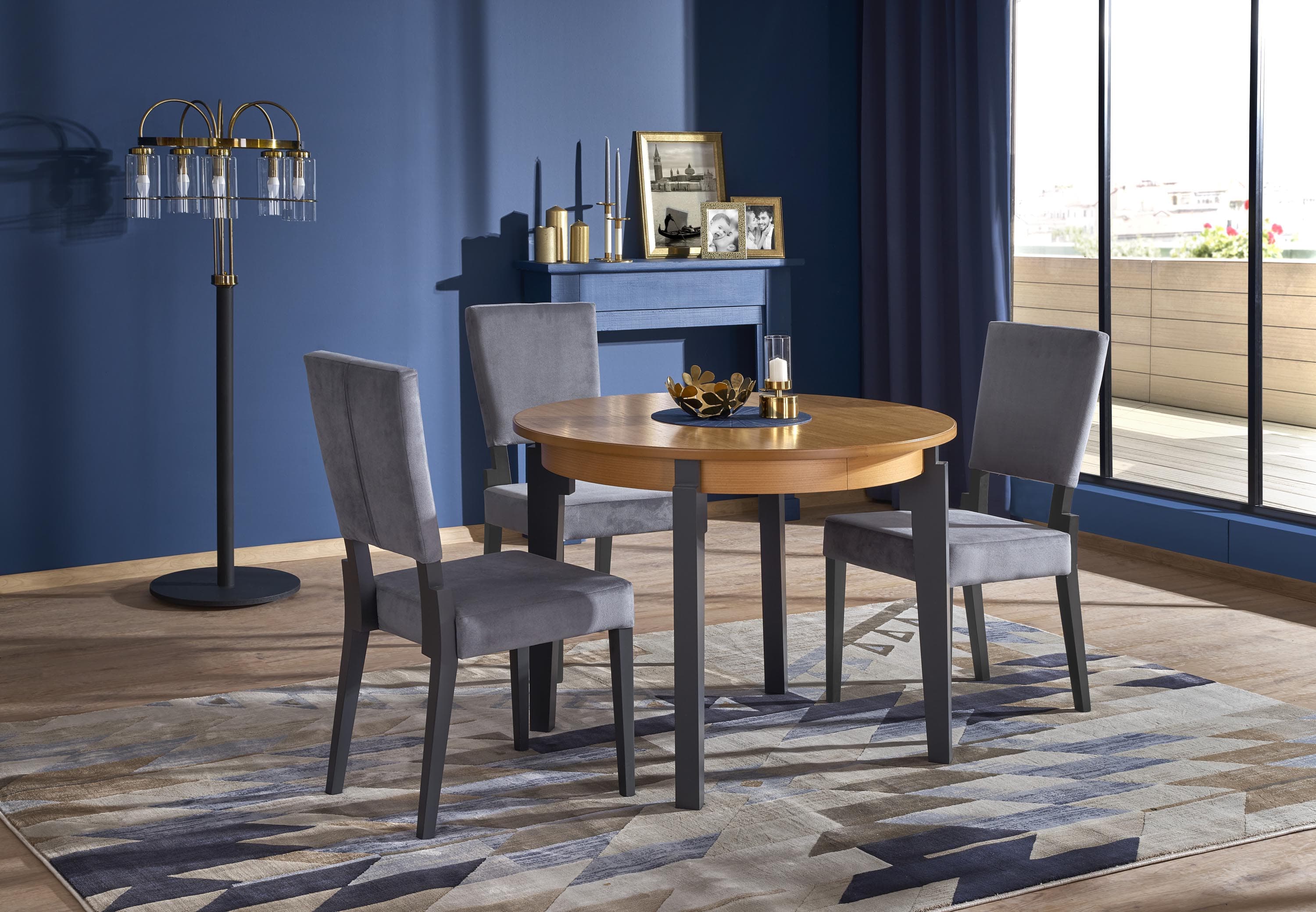 Стол обеденный Halmar Sorbus, раскладной дуб медовый/графит, V-PL-SORBUS-ST-DAB_MIODOWY/GRAFITOWY