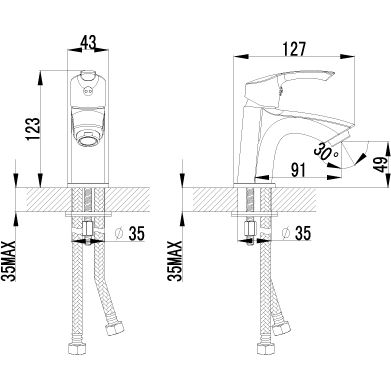 Смеситель для умывальника монолитный Lemark Plus Strike, LM1106C